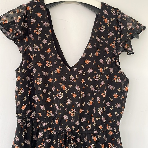 The General Good Black Ruffled V-Neck Floral Sundress Small - Picture 3 of 15